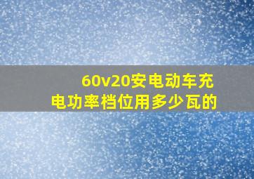 60v20安电动车充电功率档位用多少瓦的