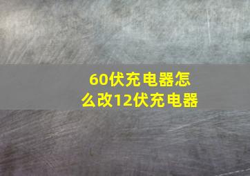 60伏充电器怎么改12伏充电器