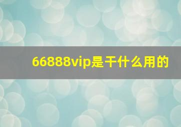 66888vip是干什么用的