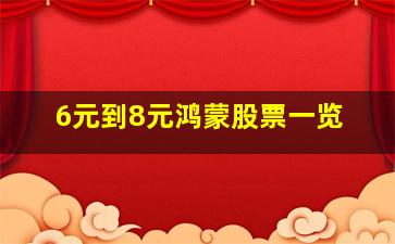 6元到8元鸿蒙股票一览