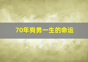 70年狗男一生的命运