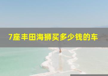 7座丰田海狮买多少钱的车