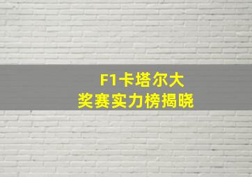 F1卡塔尔大奖赛实力榜揭晓