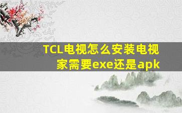 TCL电视怎么安装电视家需要exe还是apk