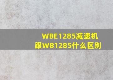 WBE1285减速机跟WB1285什么区别