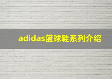 adidas篮球鞋系列介绍