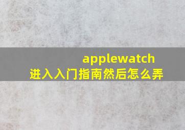 applewatch进入入门指南然后怎么弄