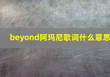 beyond阿玛尼歌词什么意思