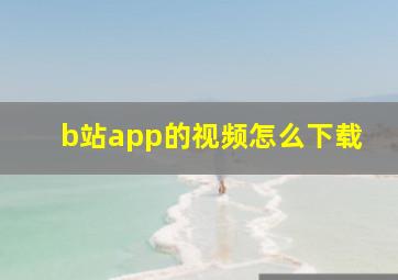 b站app的视频怎么下载