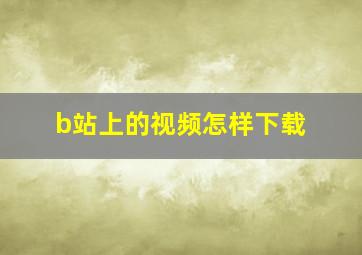 b站上的视频怎样下载