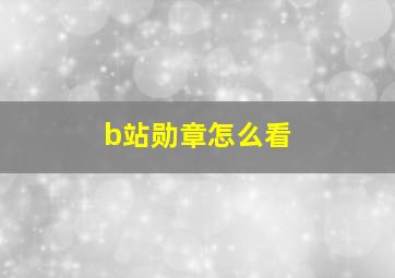 b站勋章怎么看