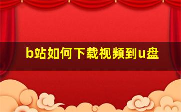 b站如何下载视频到u盘