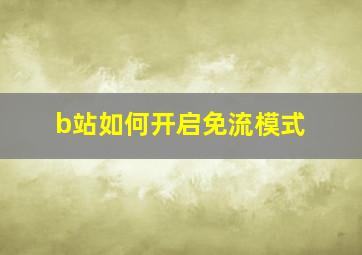 b站如何开启免流模式