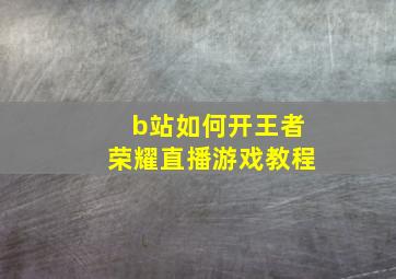 b站如何开王者荣耀直播游戏教程