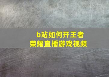 b站如何开王者荣耀直播游戏视频