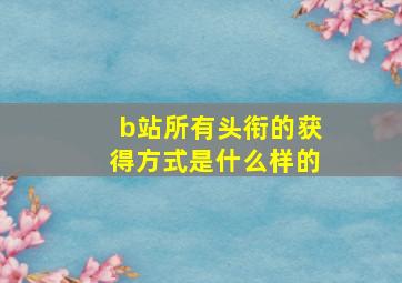 b站所有头衔的获得方式是什么样的