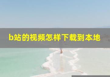 b站的视频怎样下载到本地