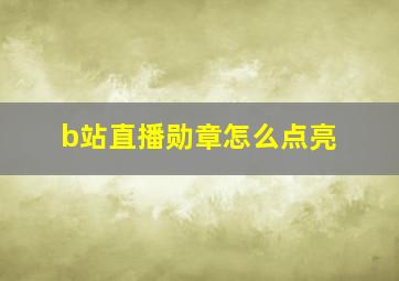 b站直播勋章怎么点亮