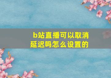 b站直播可以取消延迟吗怎么设置的