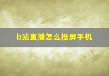 b站直播怎么投屏手机