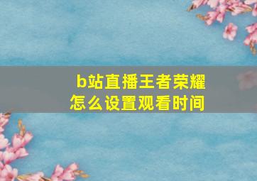 b站直播王者荣耀怎么设置观看时间