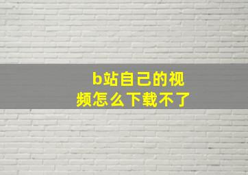 b站自己的视频怎么下载不了