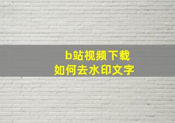 b站视频下载如何去水印文字