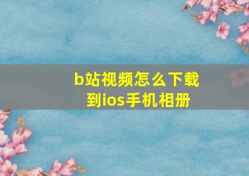 b站视频怎么下载到ios手机相册