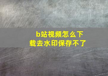 b站视频怎么下载去水印保存不了