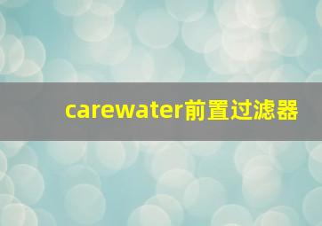 carewater前置过滤器