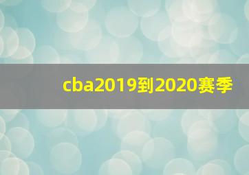 cba2019到2020赛季