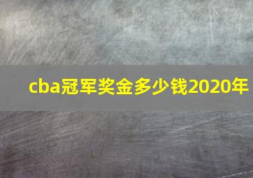 cba冠军奖金多少钱2020年