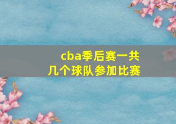 cba季后赛一共几个球队参加比赛