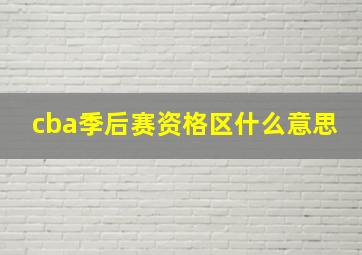 cba季后赛资格区什么意思