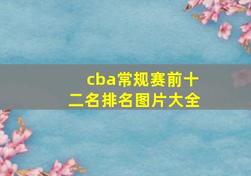 cba常规赛前十二名排名图片大全