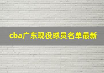 cba广东现役球员名单最新