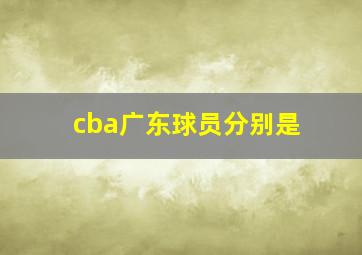 cba广东球员分别是