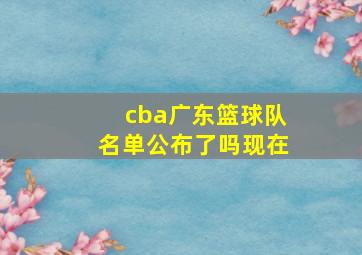 cba广东篮球队名单公布了吗现在