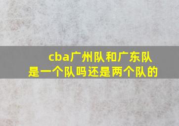 cba广州队和广东队是一个队吗还是两个队的