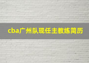 cba广州队现任主教练简历