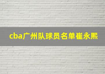 cba广州队球员名单崔永熙