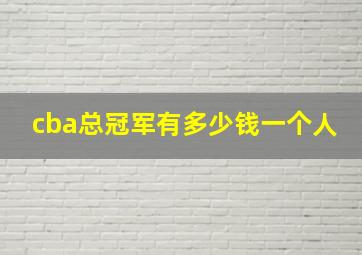 cba总冠军有多少钱一个人