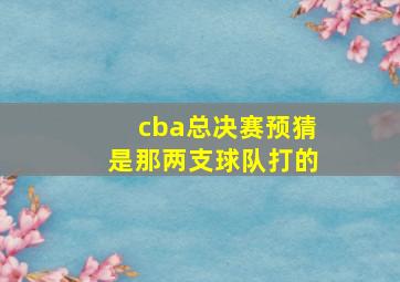 cba总决赛预猜是那两支球队打的