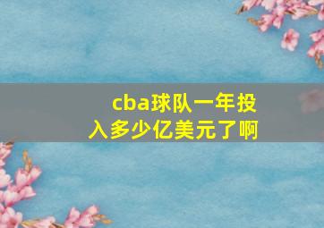 cba球队一年投入多少亿美元了啊