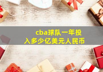 cba球队一年投入多少亿美元人民币