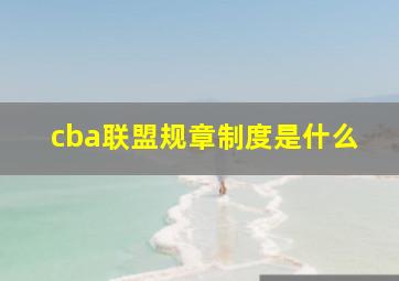 cba联盟规章制度是什么