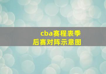 cba赛程表季后赛对阵示意图