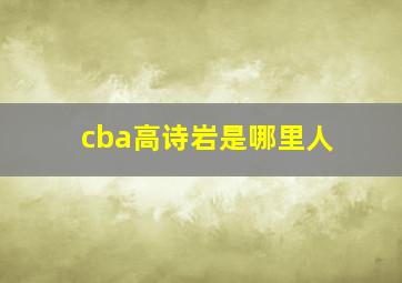 cba高诗岩是哪里人