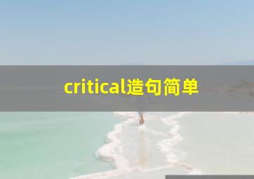 critical造句简单