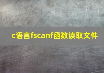 c语言fscanf函数读取文件